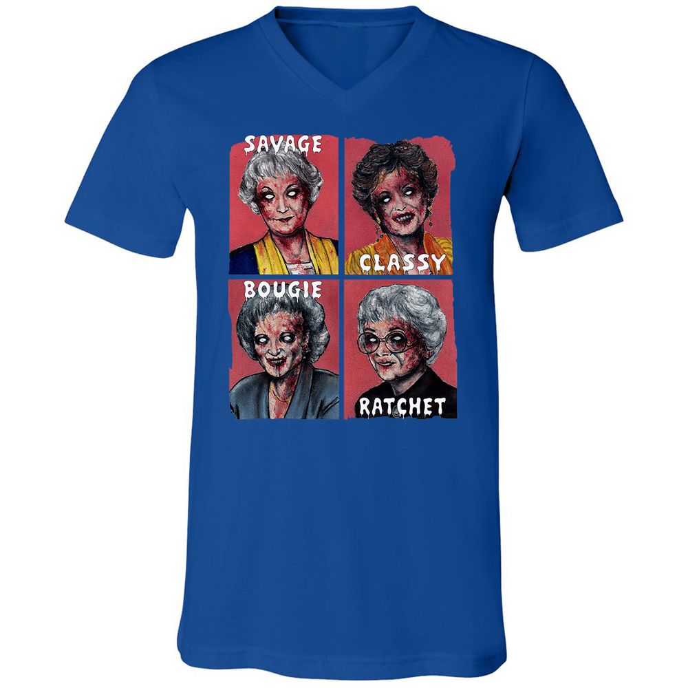 Unisex V-Neck T-Shirt - URHG9LDF - True Royal - 4
