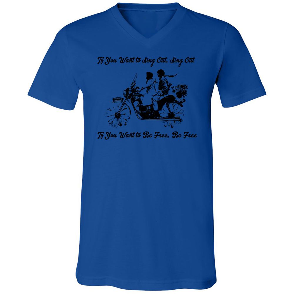 Unisex V-Neck T-Shirt - KY3AED8C - True Royal - 4