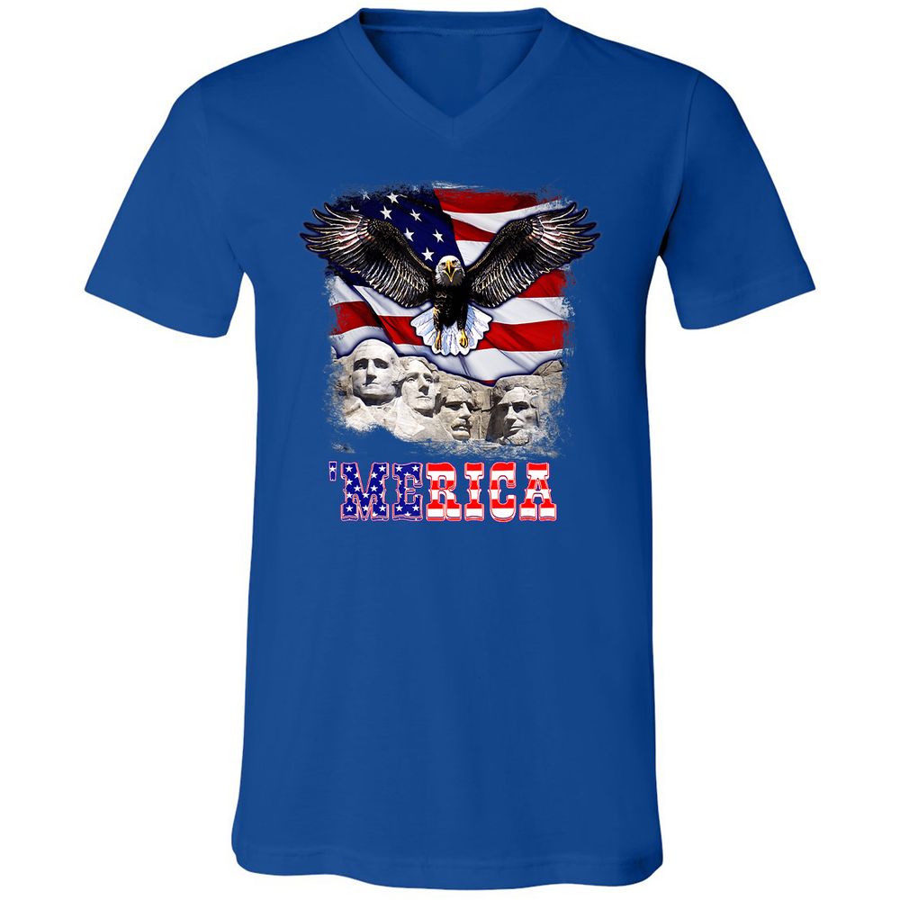 Unisex V-Neck T-Shirt - Q77MXCMQ - True Royal - 4