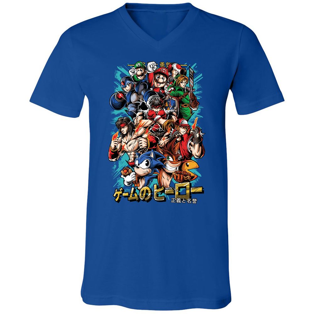 Unisex V-Neck T-Shirt - CK97M7JG - True Royal - 4