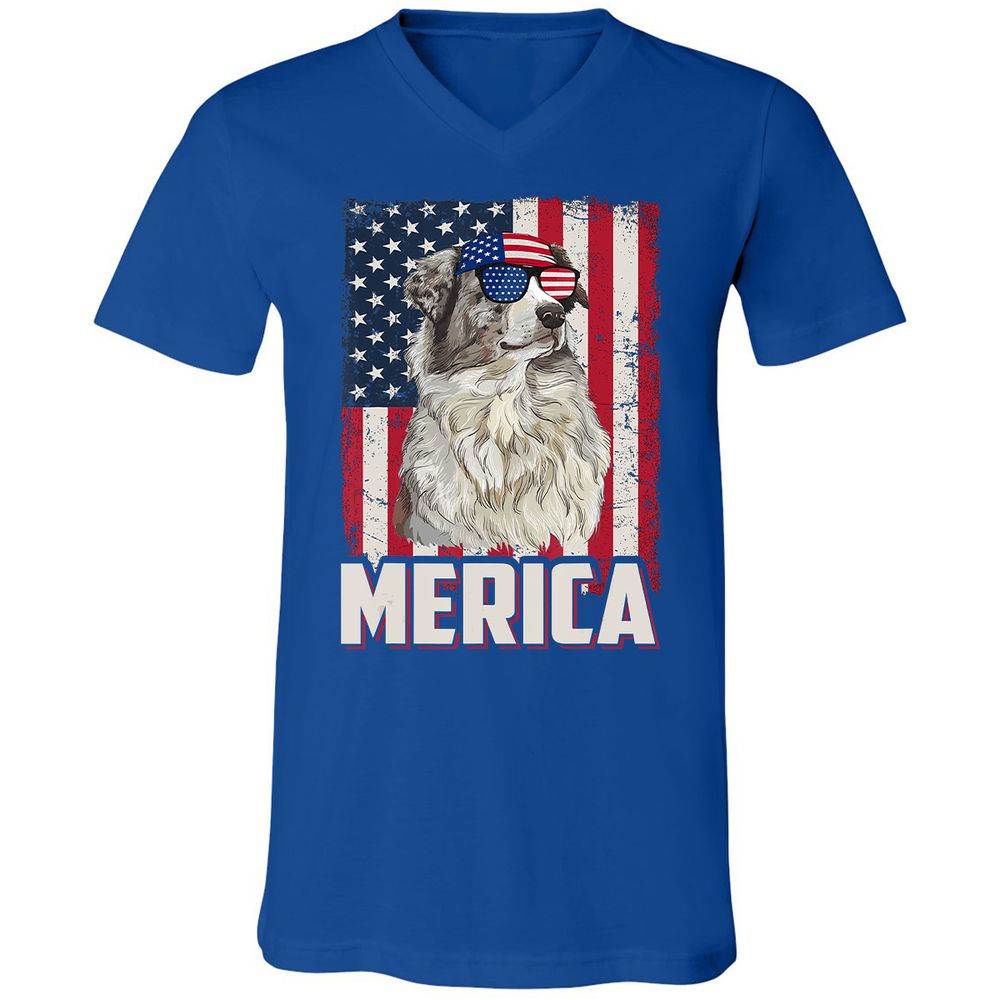 Unisex V-Neck T-Shirt - CQR7MUMW - True Royal - 4
