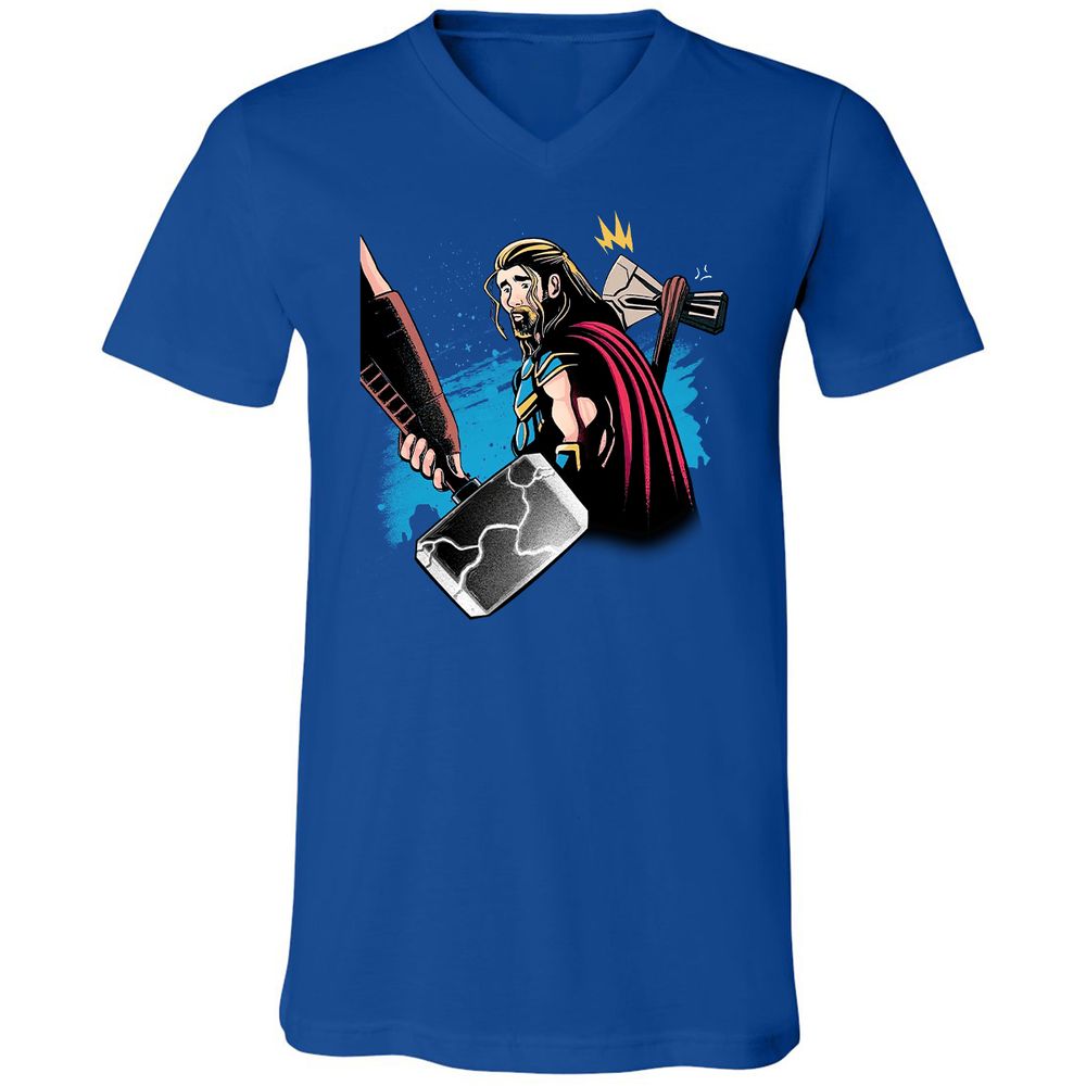 Unisex V-Neck T-Shirt - R4BTFEFH - True Royal - 4