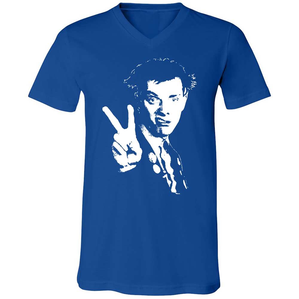 Unisex V-Neck T-Shirt - Black - True Royal - 4