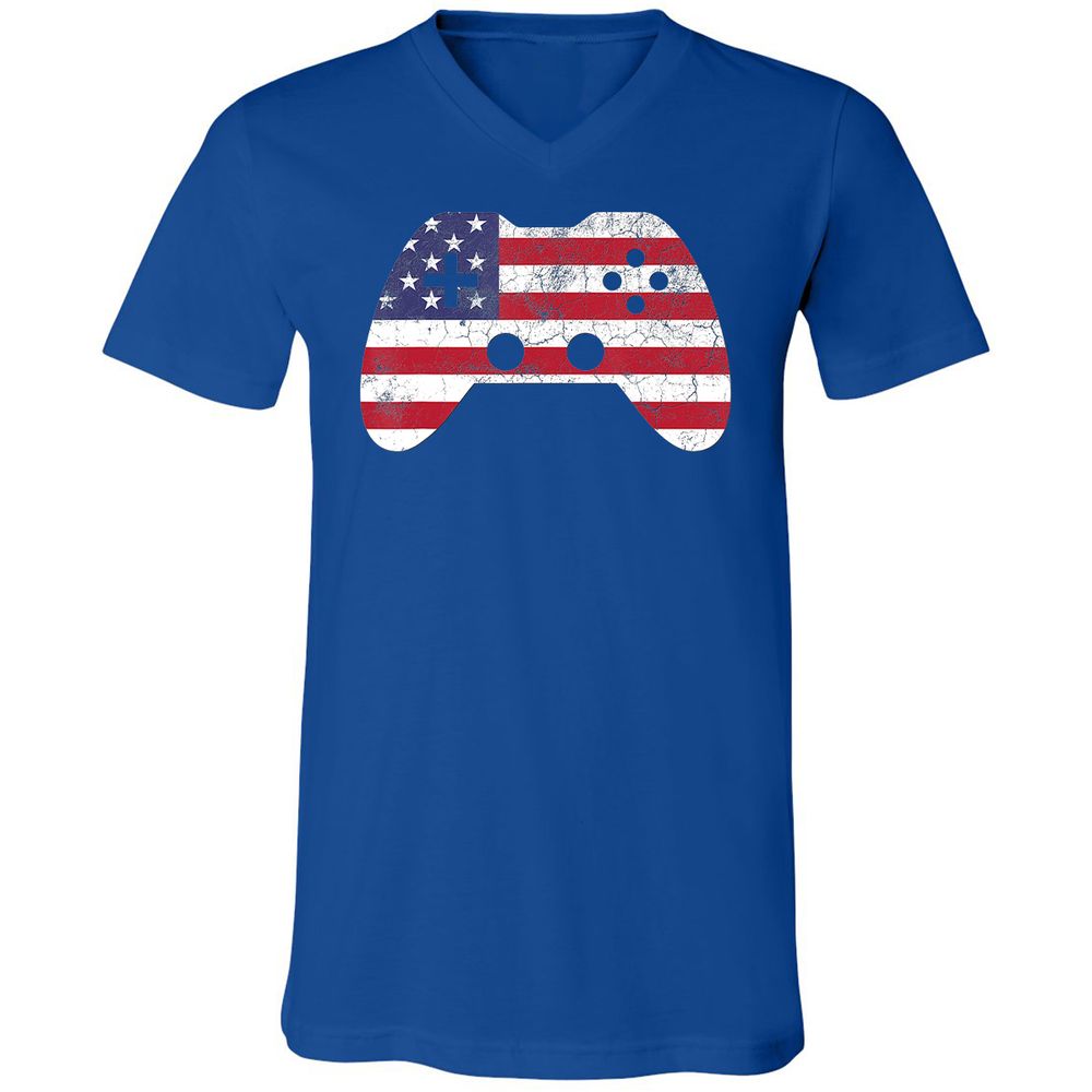 Unisex V-Neck T-Shirt - SKTKF55Q - True Royal - 4
