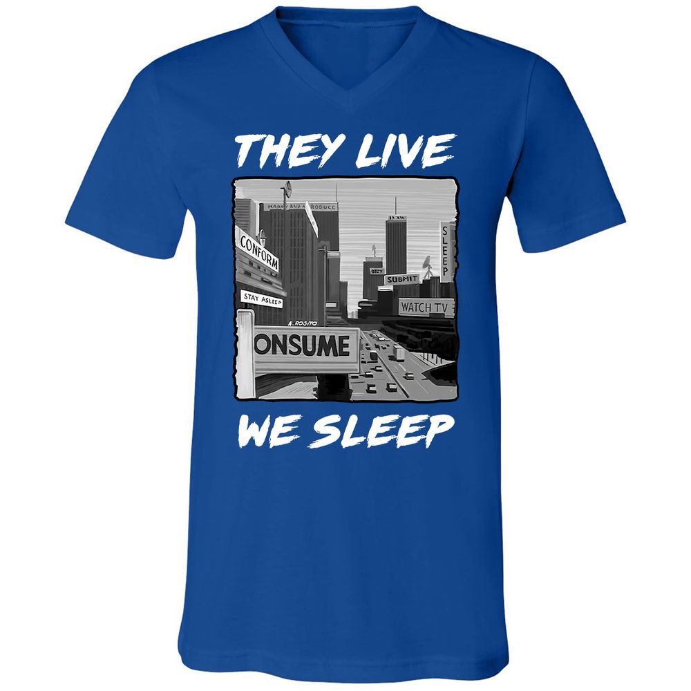 Unisex V-Neck T-Shirt - BELRJUTB - True Royal - 4