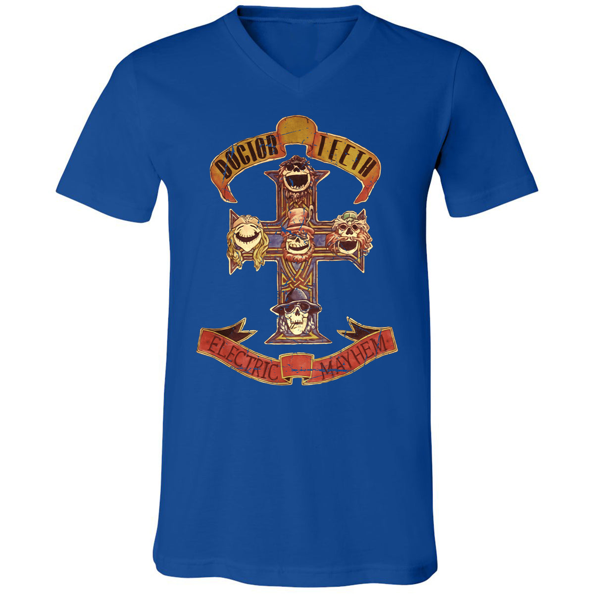 Unisex V-Neck T-Shirt - QXQW28ED - True Royal - 4