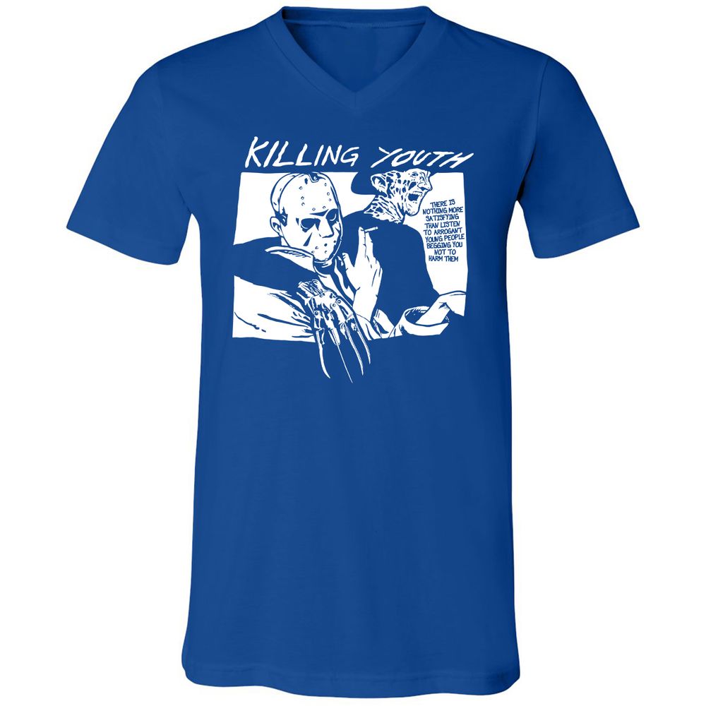 Unisex V-Neck T-Shirt - NNNCQFLY - True Royal - 4