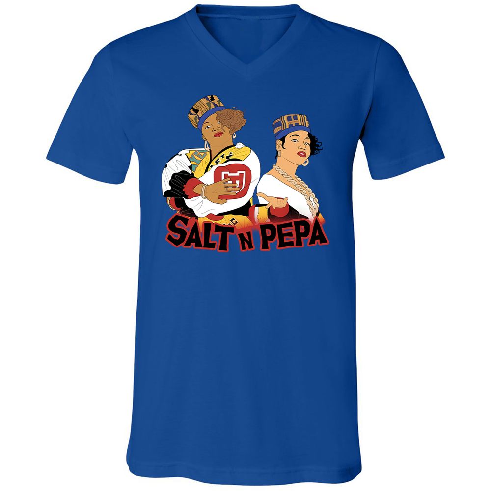 Unisex V-Neck T-Shirt - White - True Royal - 4