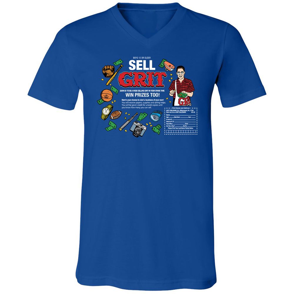 Unisex V-Neck T-Shirt - LFSNR9KZ - True Royal - 4