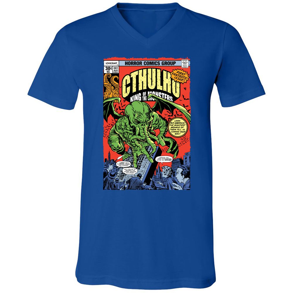 Unisex V-Neck T-Shirt - XKZ1X9TJ - True Royal - 4