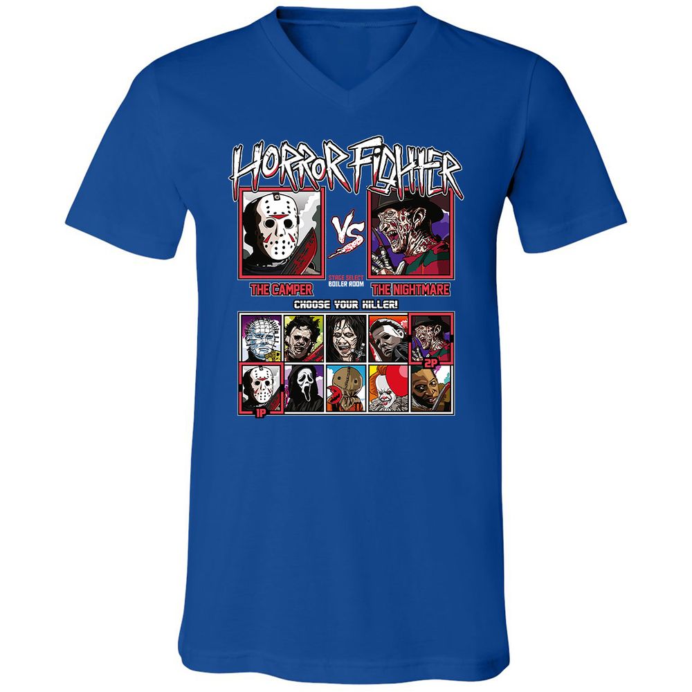 Unisex V-Neck T-Shirt - CALQGWQX - True Royal - 4