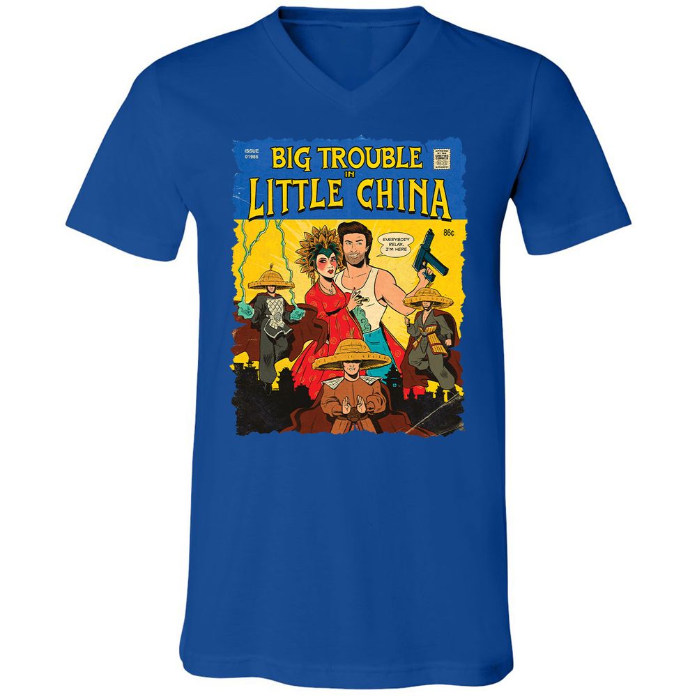 Unisex V-Neck T-Shirt - QRNL3CXK - True Royal - 4