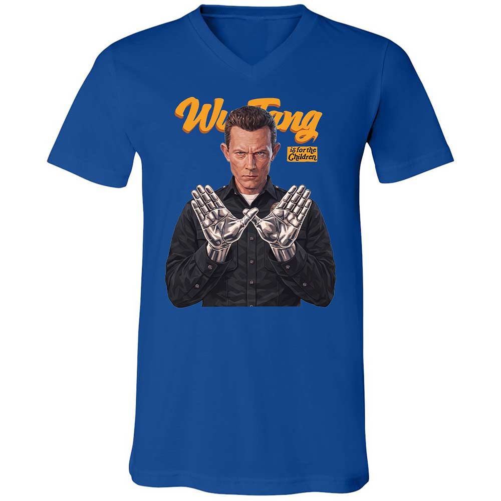 Unisex V-Neck T-Shirt - Black - True Royal - 4