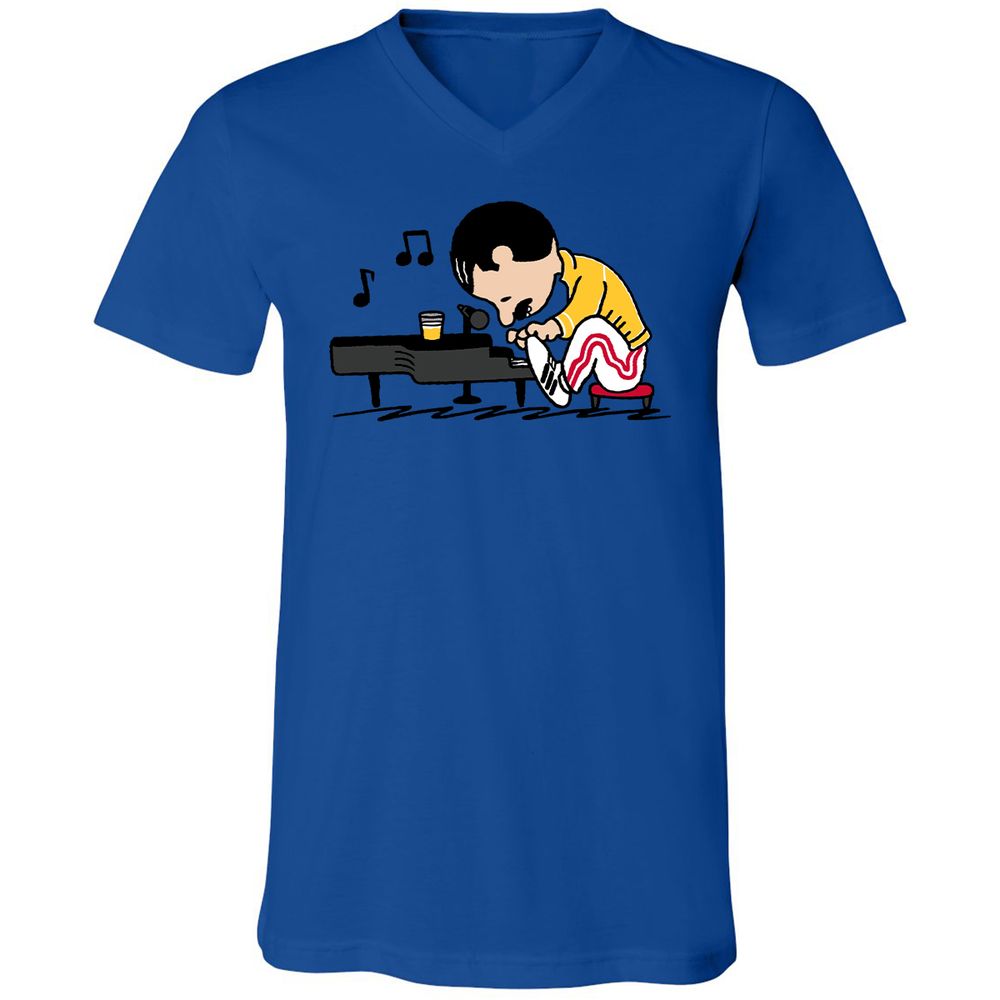 Unisex V-Neck T-Shirt - WY1QQUGC - True Royal - 4