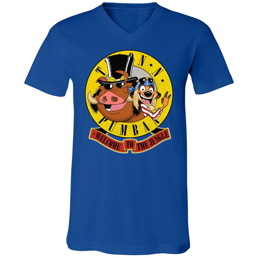 Unisex V-Neck T-Shirt - Black - True Royal - 4