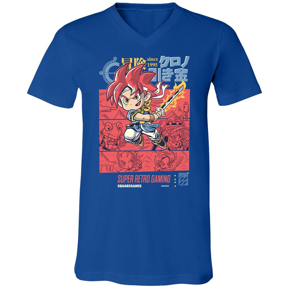 Unisex V-Neck T-Shirt - W85UQ4VY - True Royal - 4