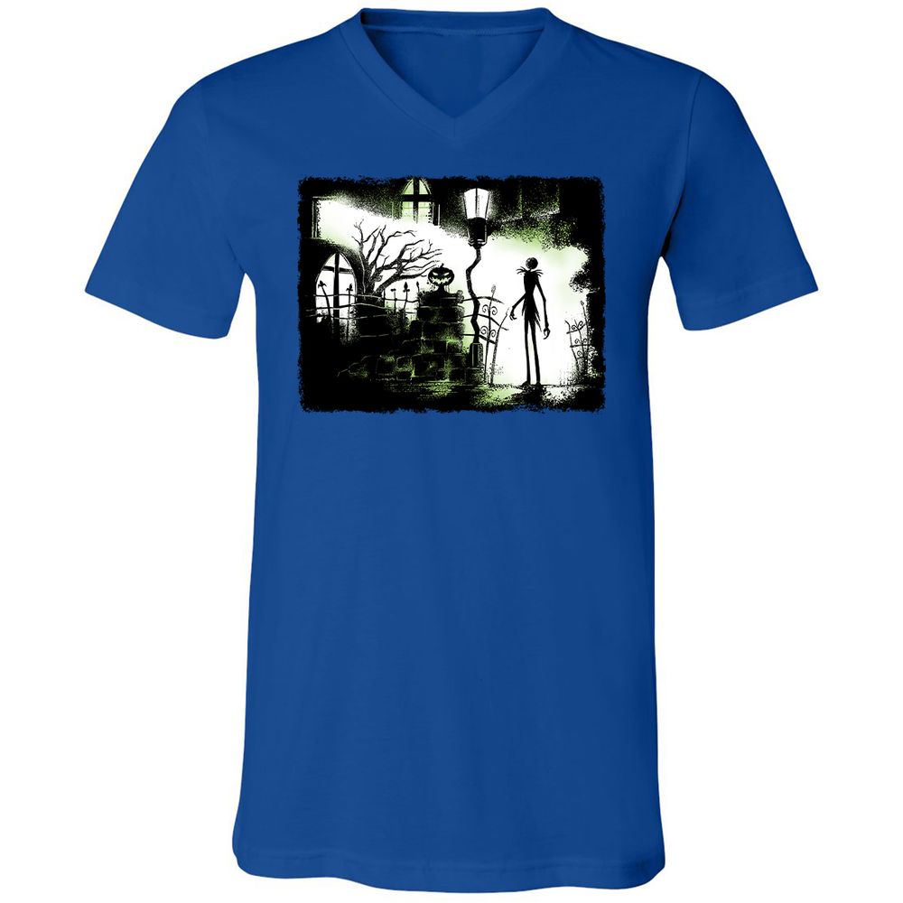 Unisex V-Neck T-Shirt - Black - True Royal - 4