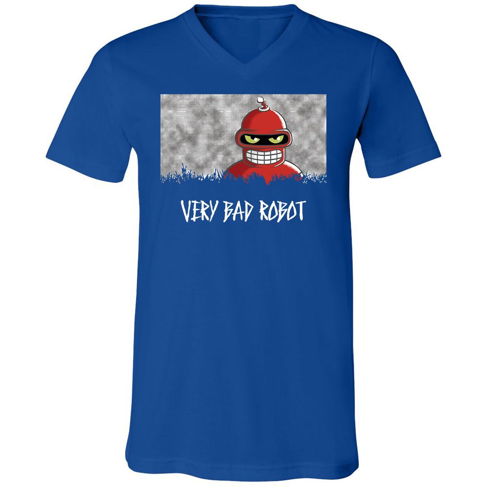Unisex V-Neck T-Shirt - Black - True Royal - 4