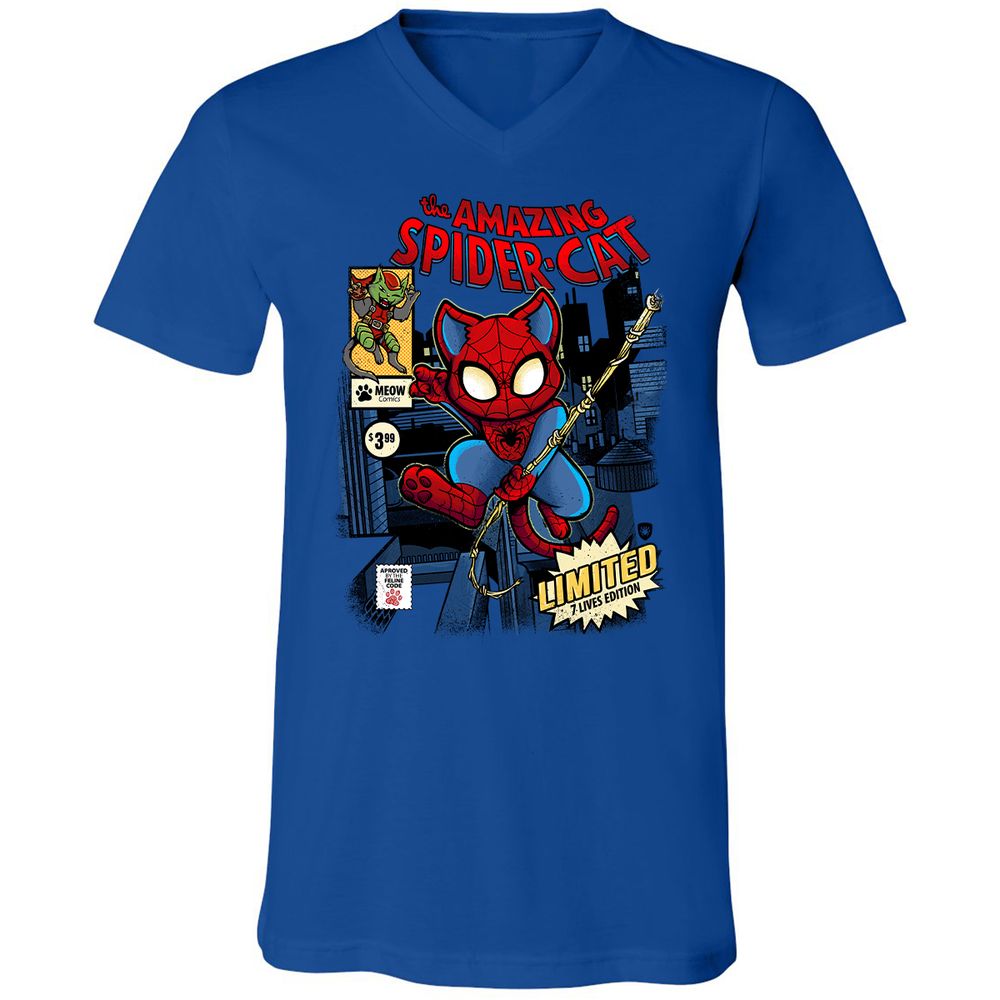 Unisex V-Neck T-Shirt - QFDE9UU7 - True Royal - 4