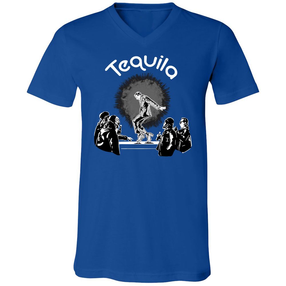 Unisex V-Neck T-Shirt - QRKM3NUU - True Royal - 4