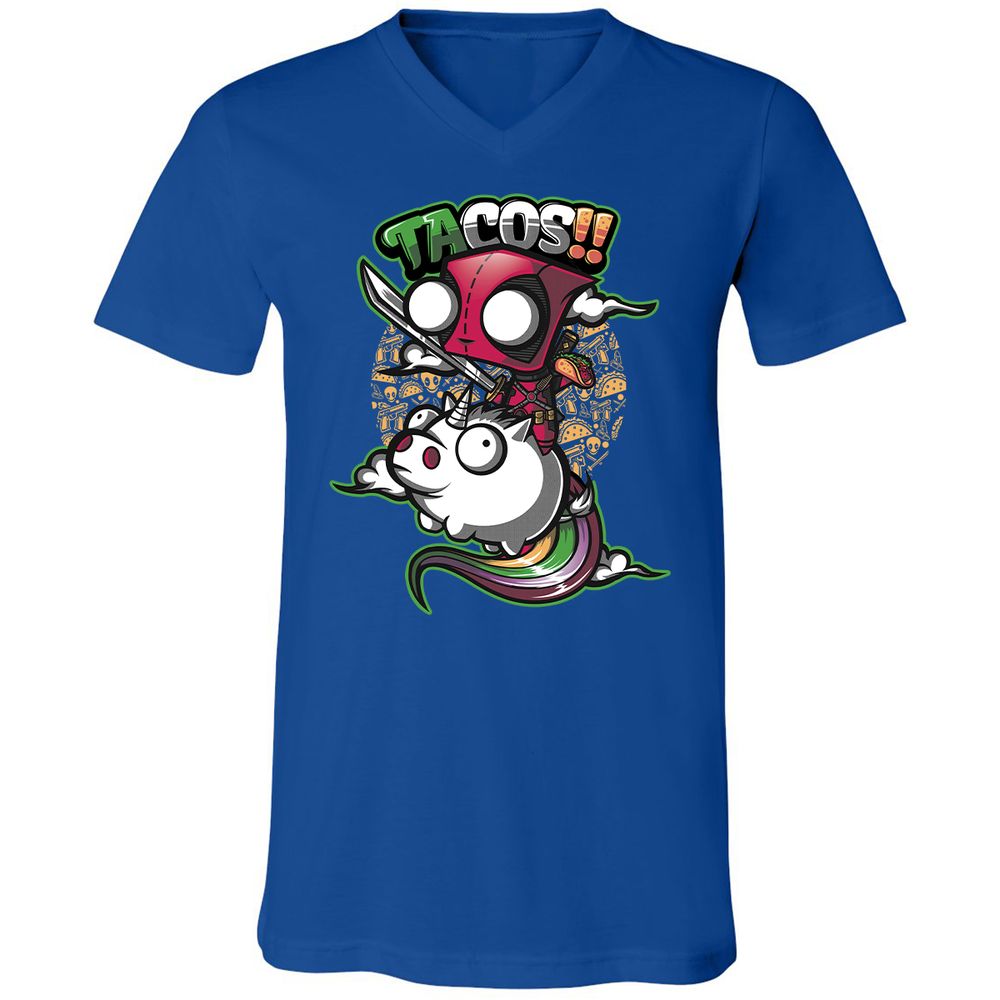 Unisex V-Neck T-Shirt - HBZCTNRH - True Royal - 4