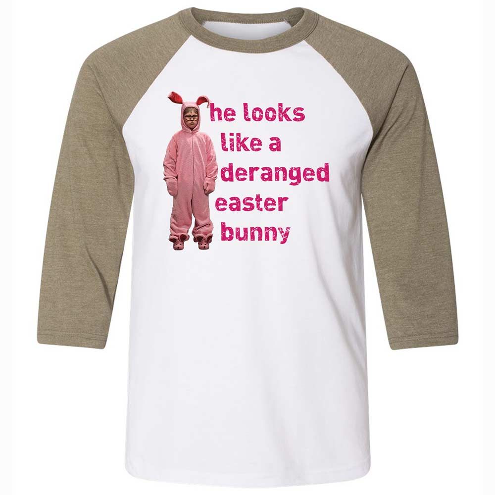 He Looks Like a Deranged Easter Bunny - White/Heather Olive - 4
