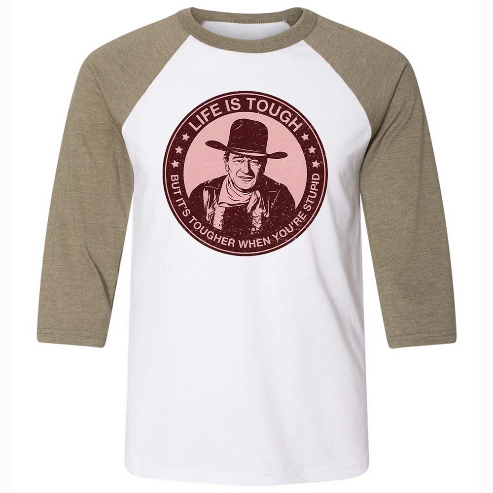 Unisex 3/4 Baseball Tee - D7QU22NY - White/Heather Olive - 4