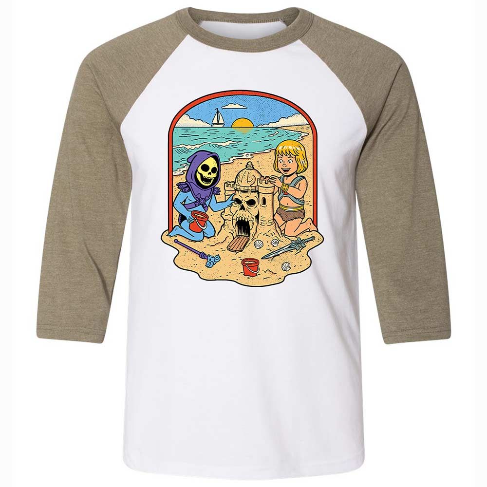 Unisex 3/4 Baseball Tee - TLT4E69S - White/Heather Olive - 4