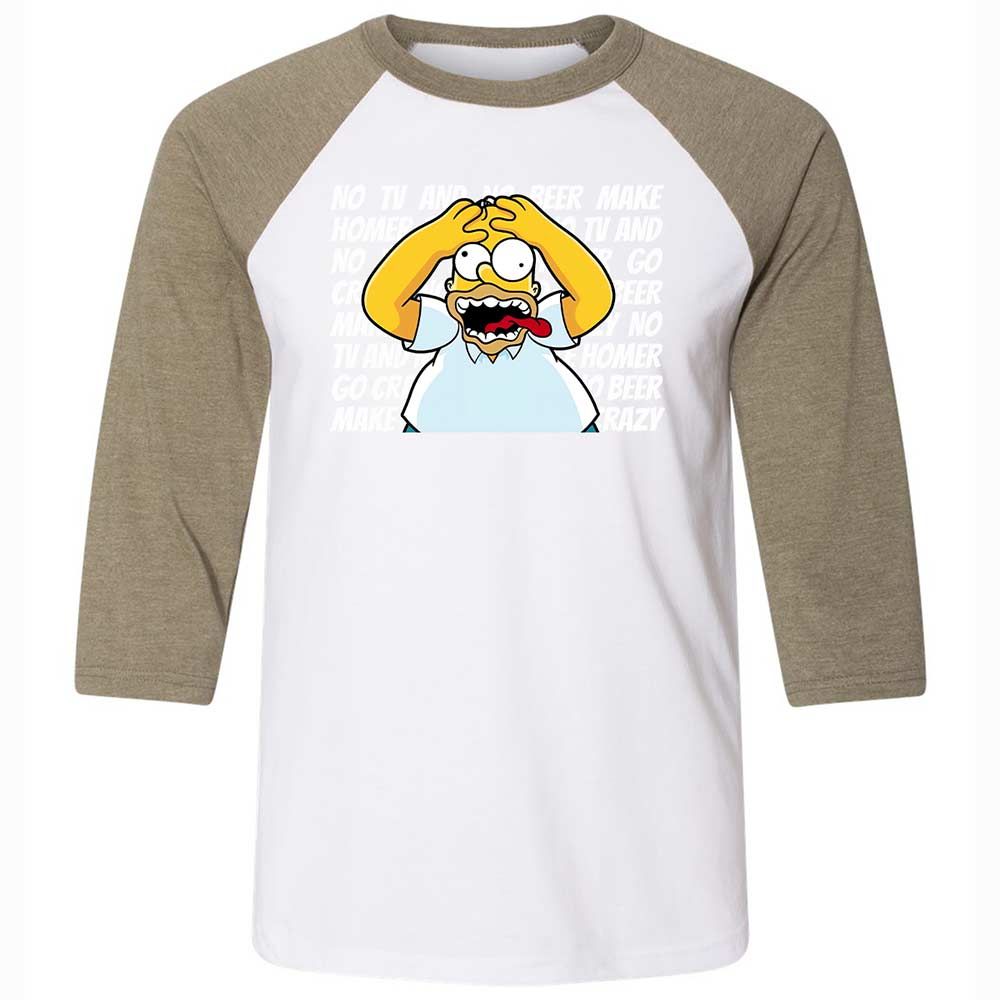 No TV and No Beer Make Homer Go Crazy - White/Heather Olive - 4
