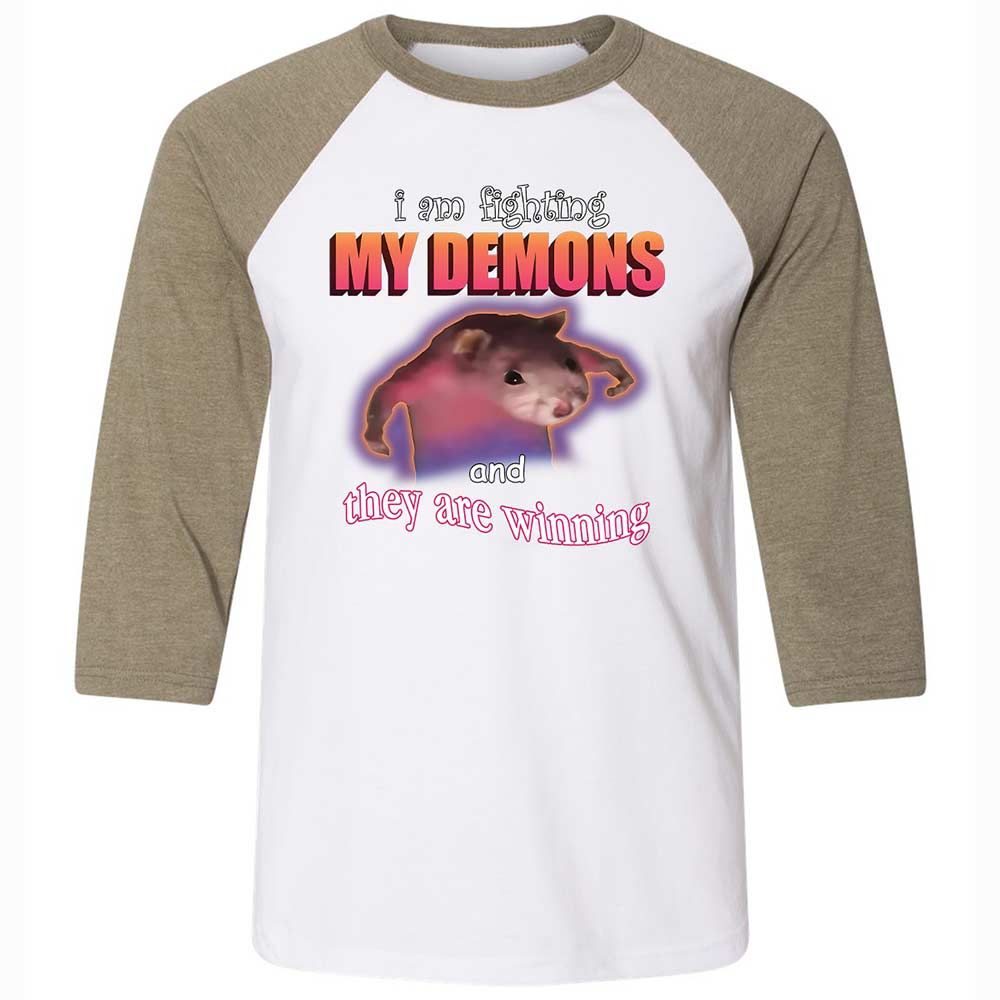 I'm fighting my demons - White/Heather Olive - 4