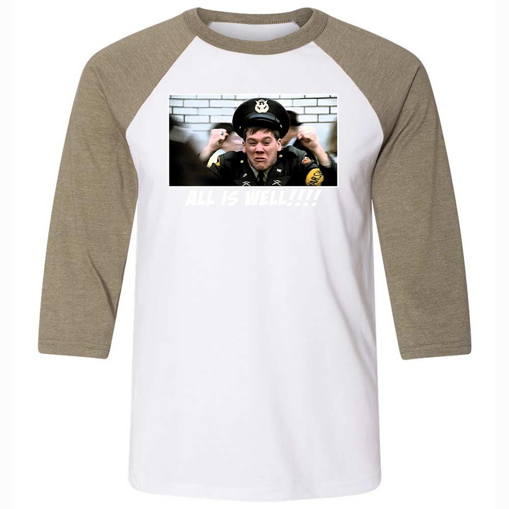 Unisex 3/4 Baseball Tee - ZE9NV7R1 - White/Heather Olive - 4