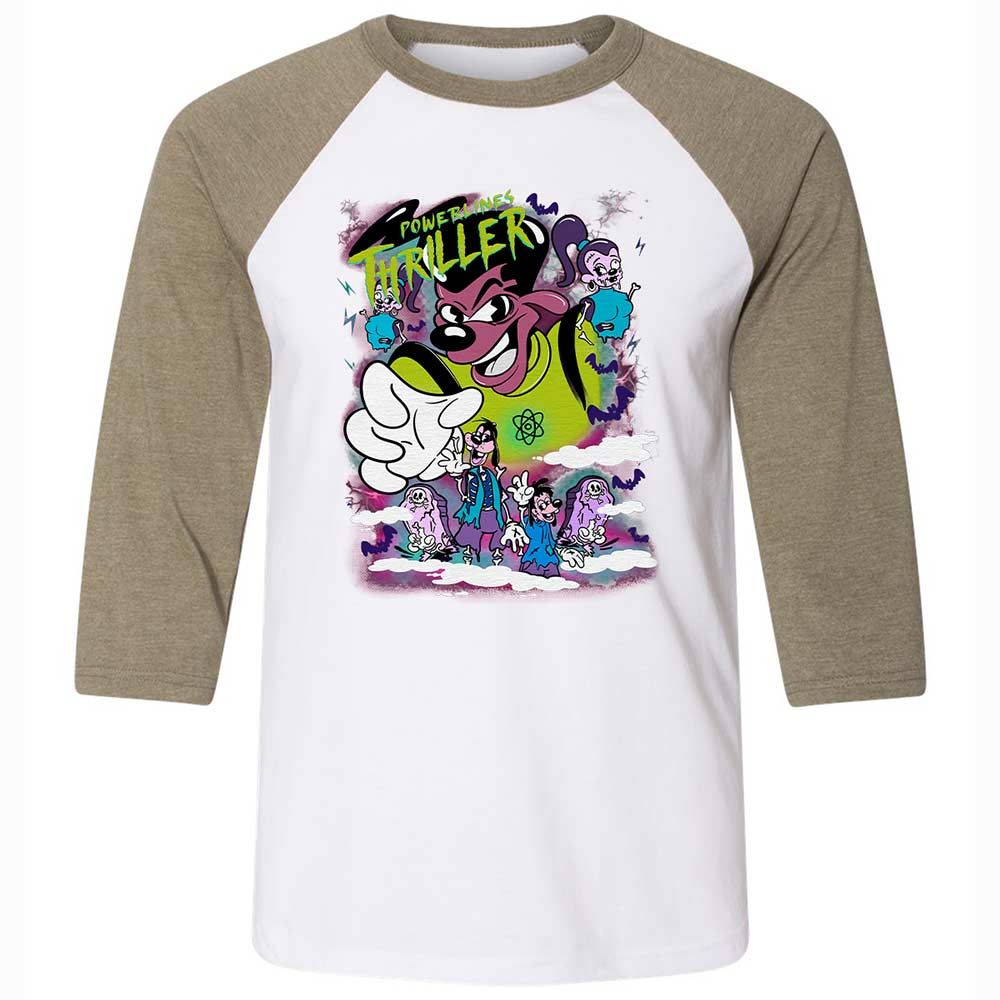 Vintage Pop Cartoon Horror Mashup - White/Heather Olive - 4