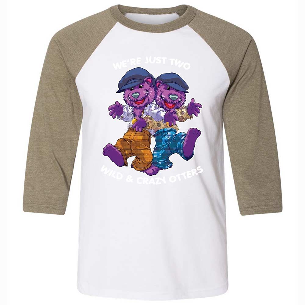 Two wild & crazy otters - White/Heather Olive - 4