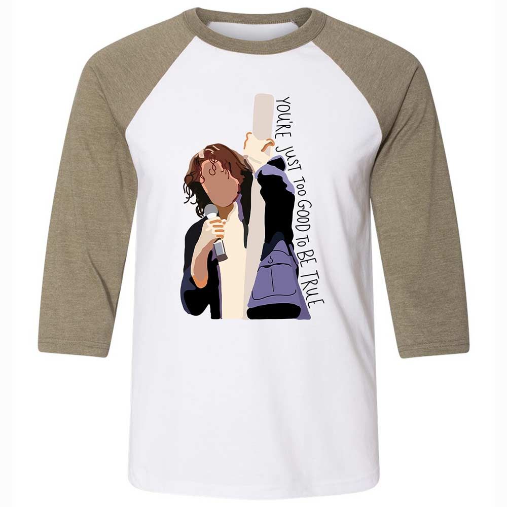 Unisex 3/4 Baseball Tee - N7BF6MUR - White/Heather Olive - 4