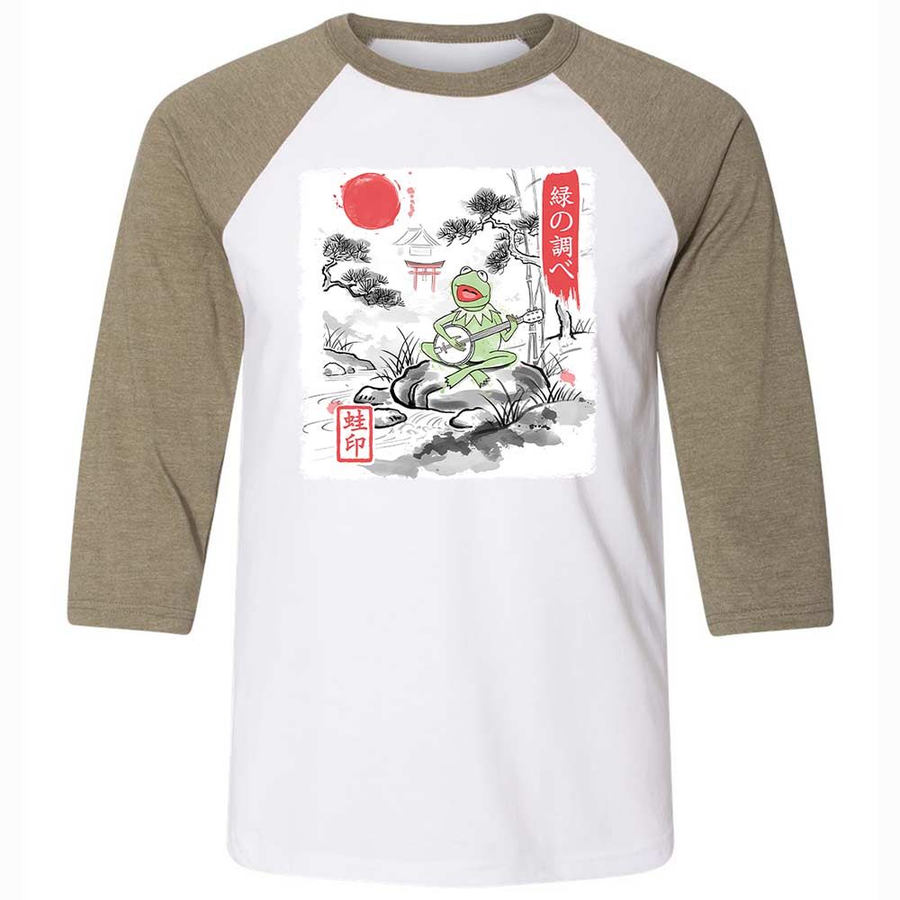 Unisex 3/4 Baseball Tee - DTFZMT88 - White/Heather Olive - 4