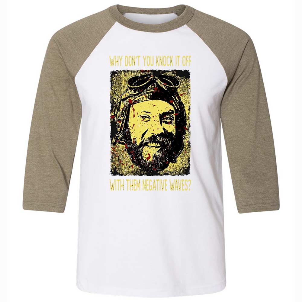 Why don't you knock it off with them negative waves? - White/Heather Olive - 4