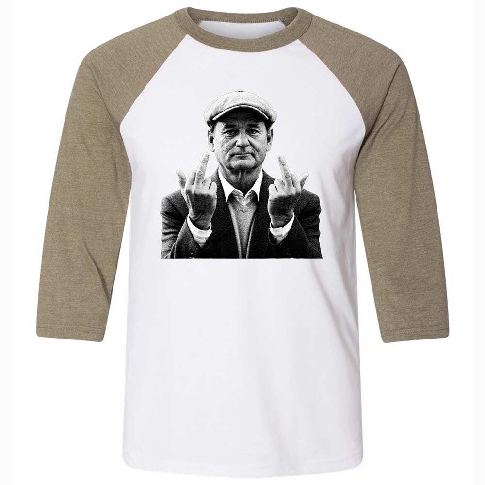 Bill Murray Middle Finger - White/Heather Olive - 4