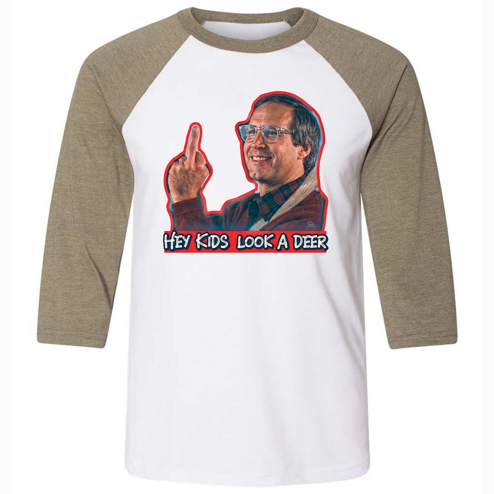 Hey Kids, Look a Deer - White/Heather Olive - 4