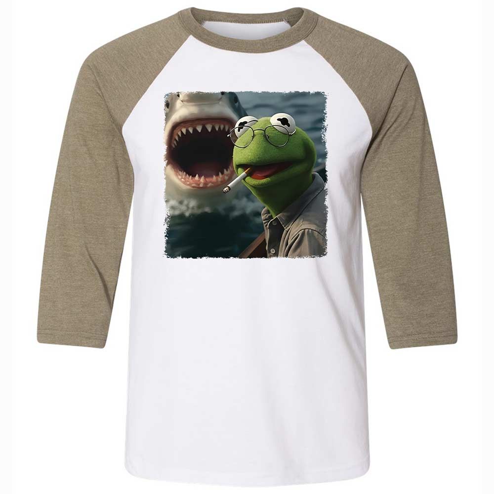 Unisex 3/4 Baseball Tee - 46L221WQ - White/Heather Olive - 4