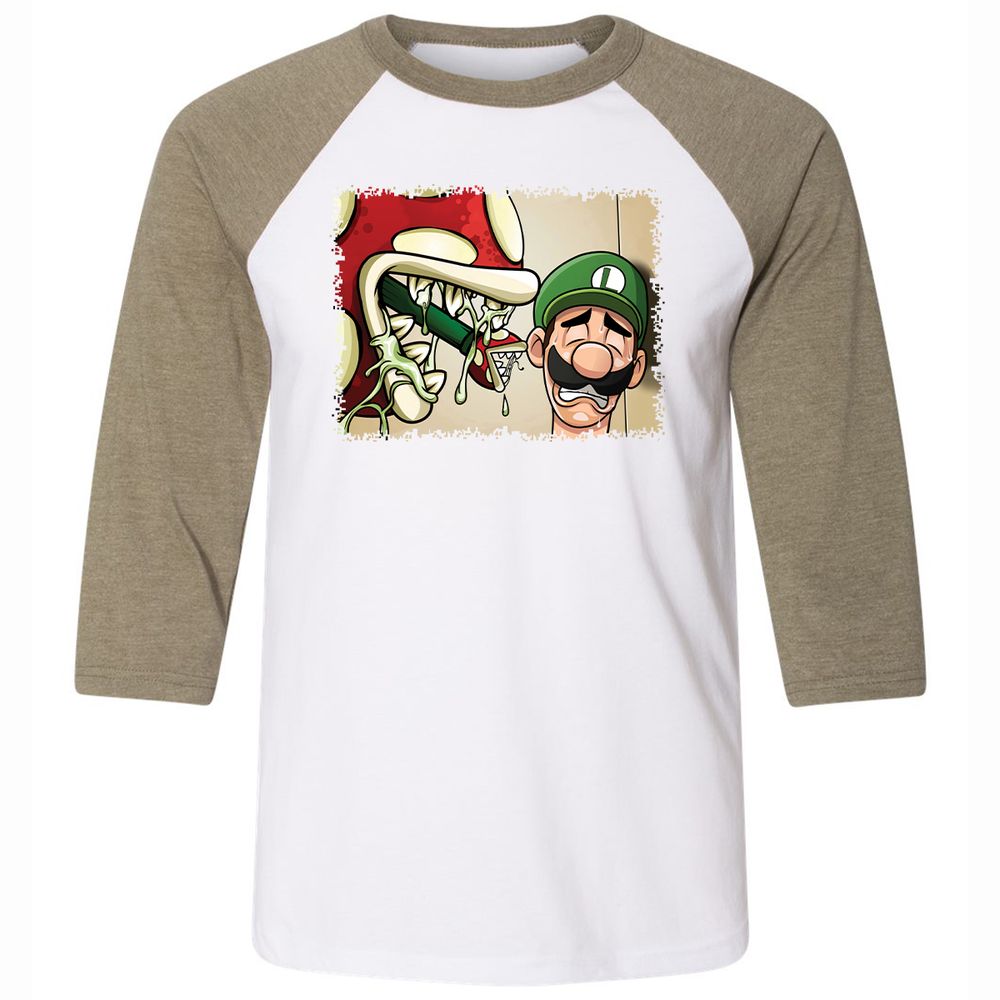 Unisex 3/4 Baseball Tee - NGAELQJF - White/Heather Olive - 4