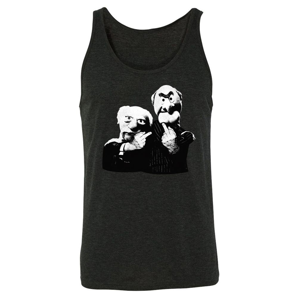 Statler and Waldorf Middle Finger - Charcoal Black Triblend - 5