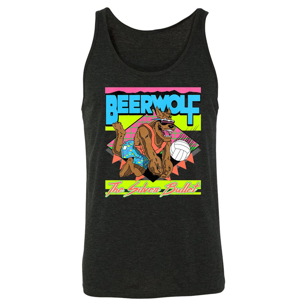 Retro Beach Wolf - Charcoal Black Triblend - 5
