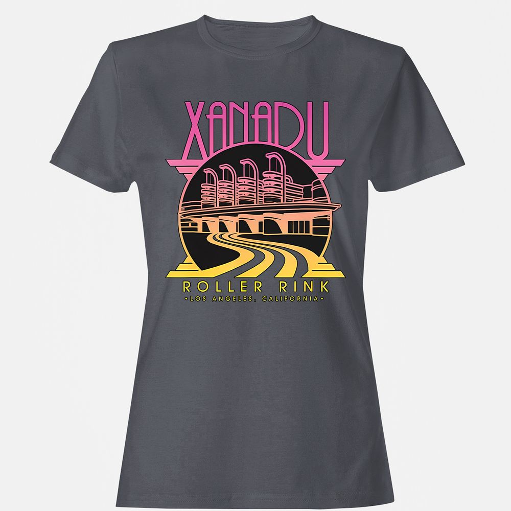 Olivia Newton-John Xanadu Roller Rink Pink Yellow Fade - Dark Heather - 5