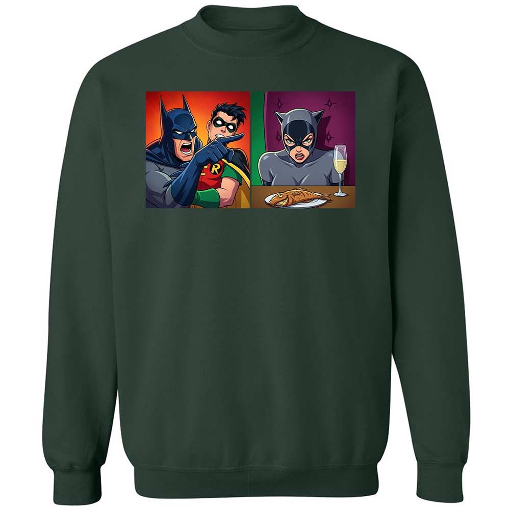 Bat Yelling at Catwoman - Forest Green - 5