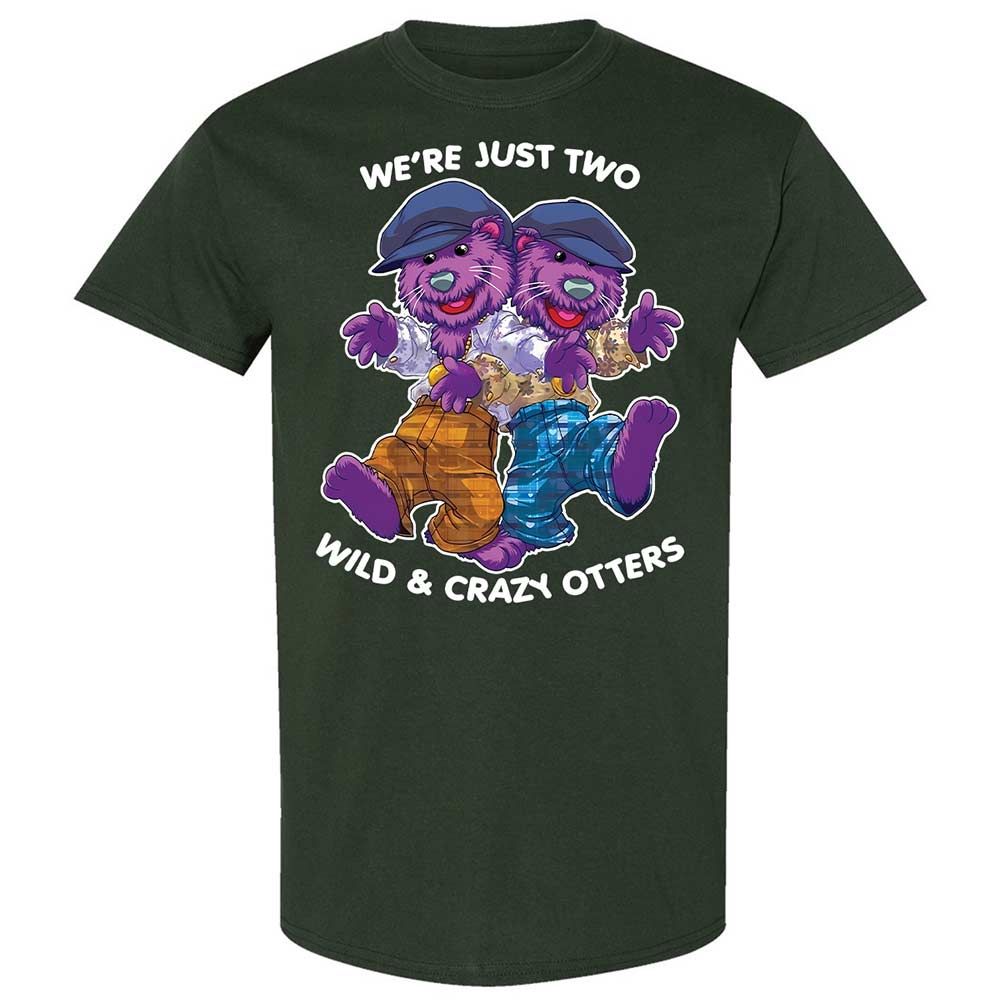 Two wild & crazy otters - Forest Green - 5