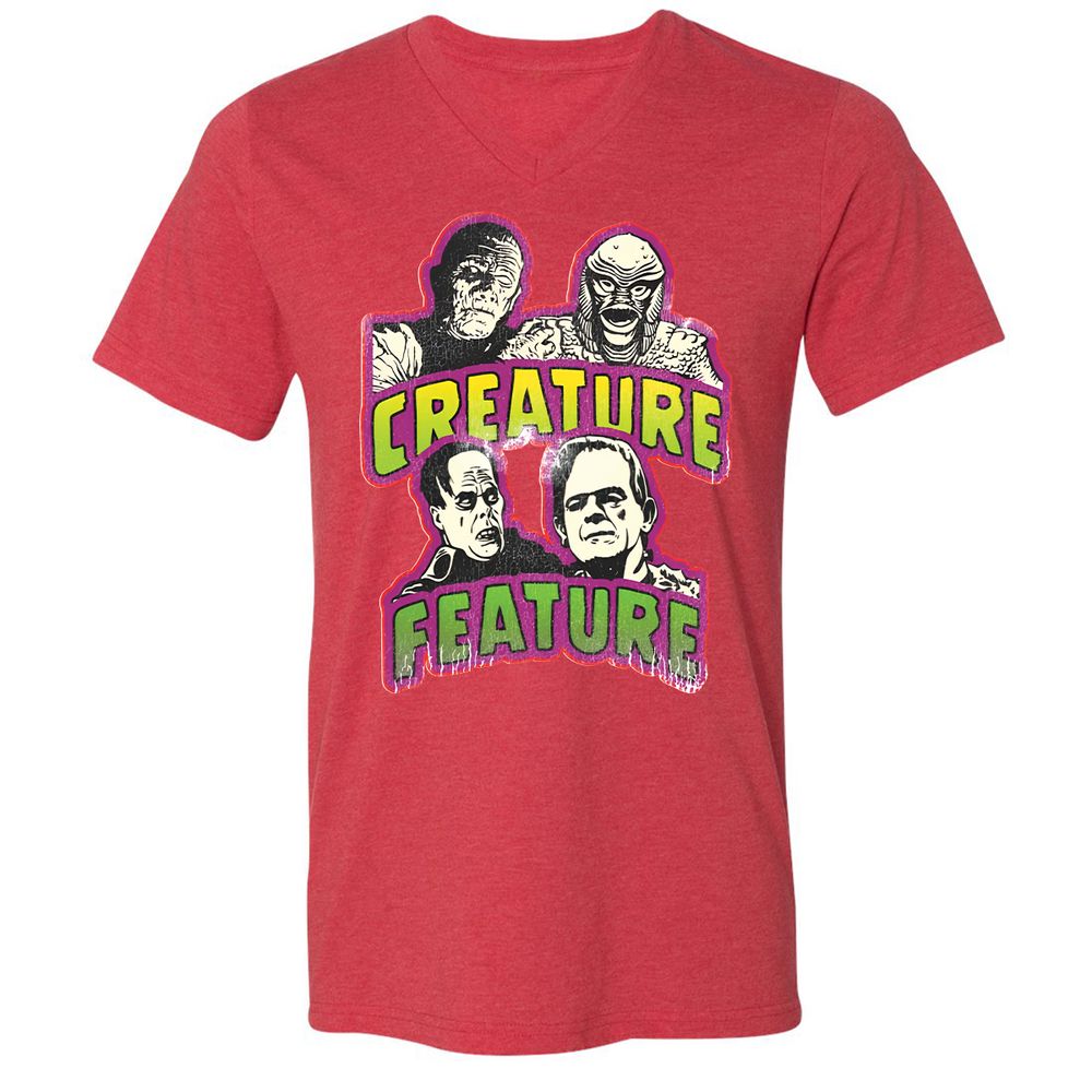 Unisex V-Neck T-Shirt - E3QD1JTW - Heather Red - 5