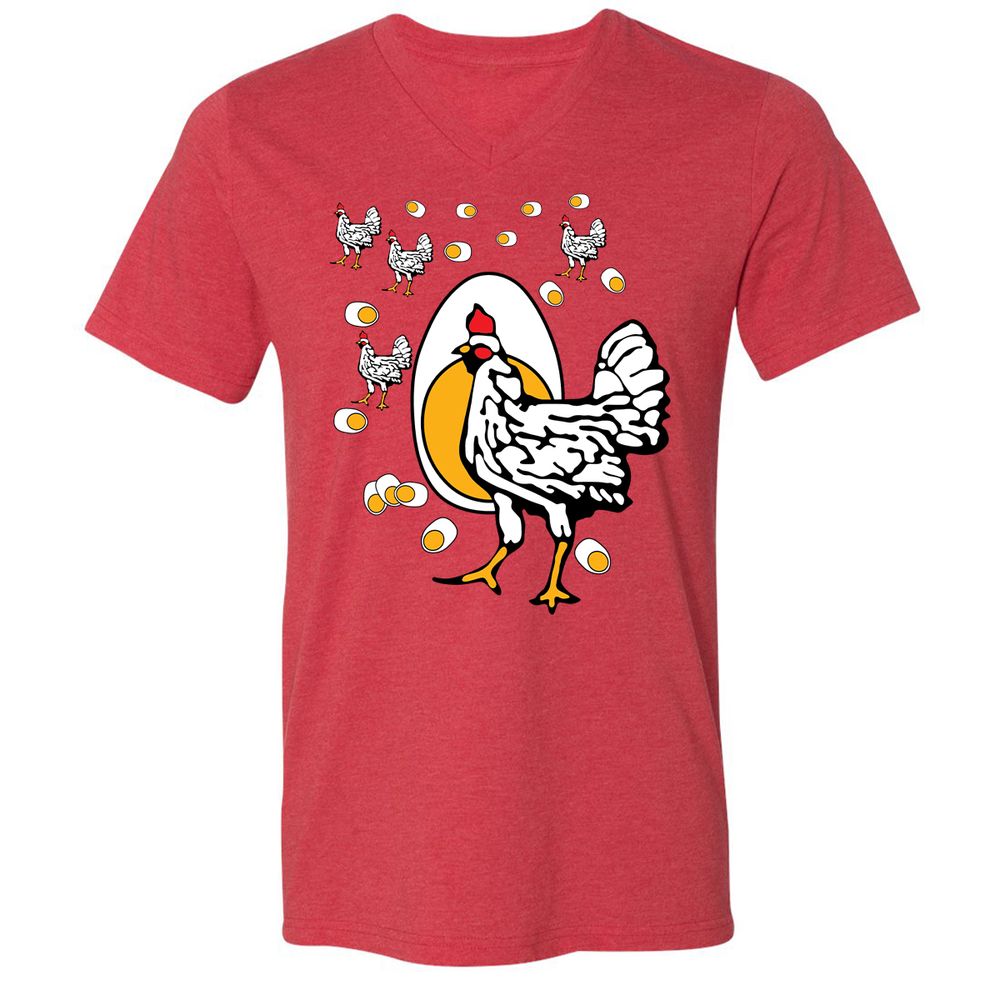 Unisex V-Neck T-Shirt - HEM4Y7J5 - Heather Red - 5