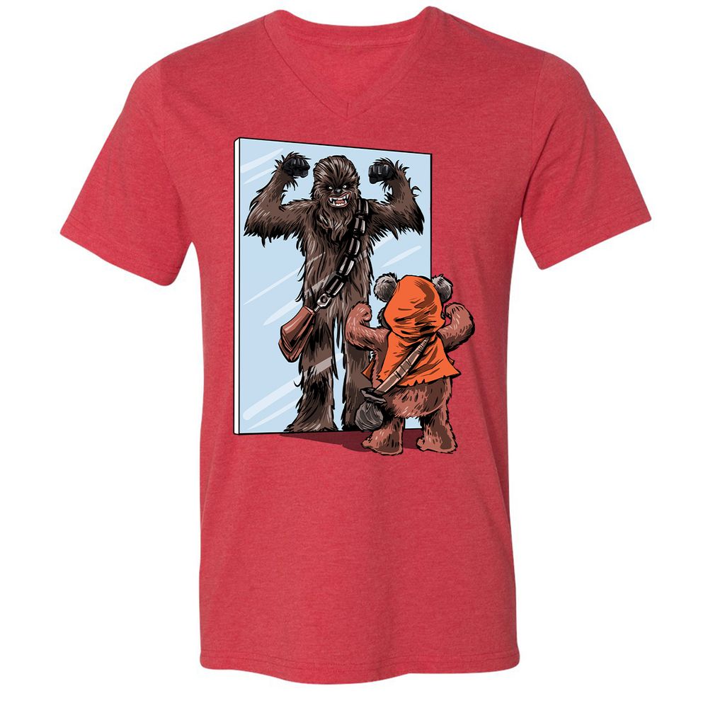 Unisex V-Neck T-Shirt - BF7ZJ424 - Heather Red - 5