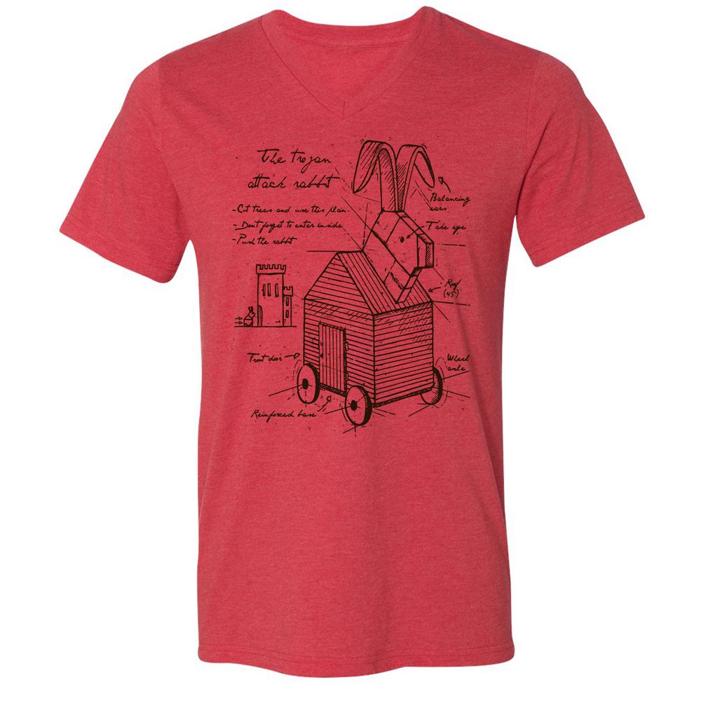 Unisex V-Neck T-Shirt - V1Q682QH - Heather Red - 5