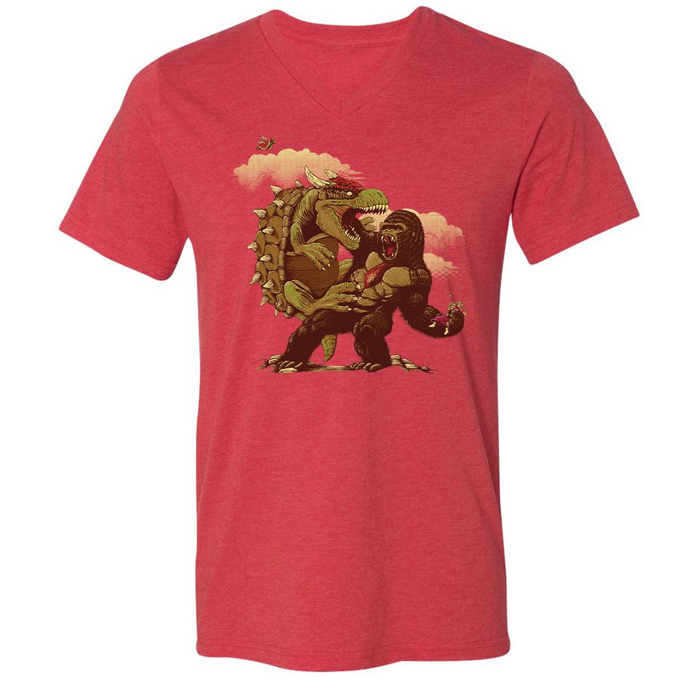 Unisex V-Neck T-Shirt - N5FBLYUQ - Heather Red - 5